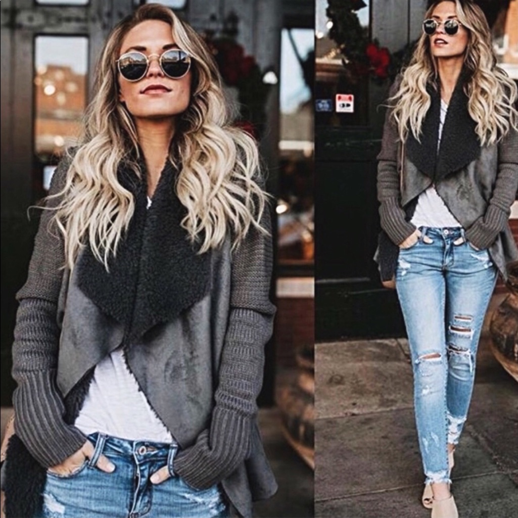 Faux Suede Shearling Jacket